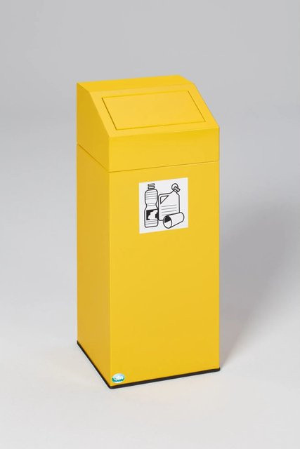 PROREGAL Selbstlöschender Wertstoffsammler aus verzinktem Stahl, Gelb, 82 Liter, H x B x T: 89 x 38 x 38 cm - Bild 1