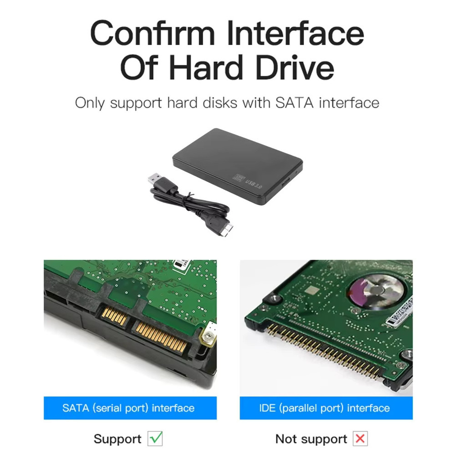 IRhasta 2,5 Zoll SATA zu USB 3.0 HDD-Gehäuse und mobile SSD-Festplattenhülle in Schwarz - Bild 5