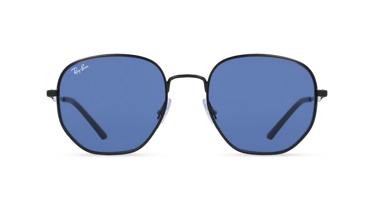 Ray-Ban RB 3682 Sonnenbrille, Vollrand, Panto, Metall, Unisex, Schwarz, Blau - Bild 1