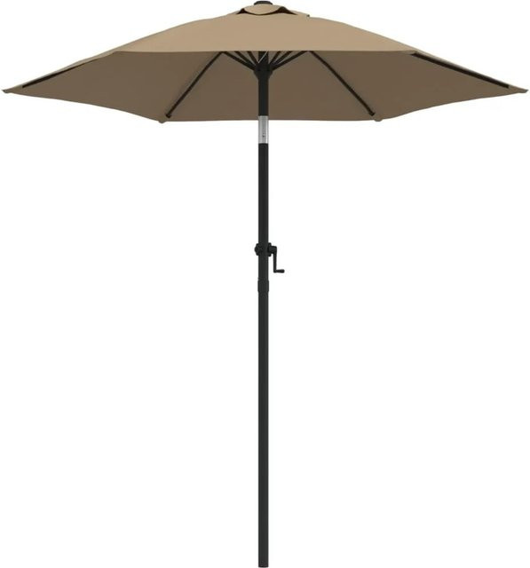furnicato Sonnenschirm aus Aluminium und Polyester in Taupe, B: 200 cm, H: 224 cm - Bild 1