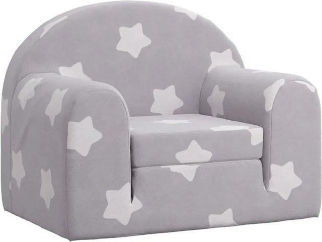 vidaXL Schlafsofa für Kinder in Hellgrau mit Sternen aus weichem Plüsch, B/T/H: 52 x 40 x 34 cm - Bild 1
