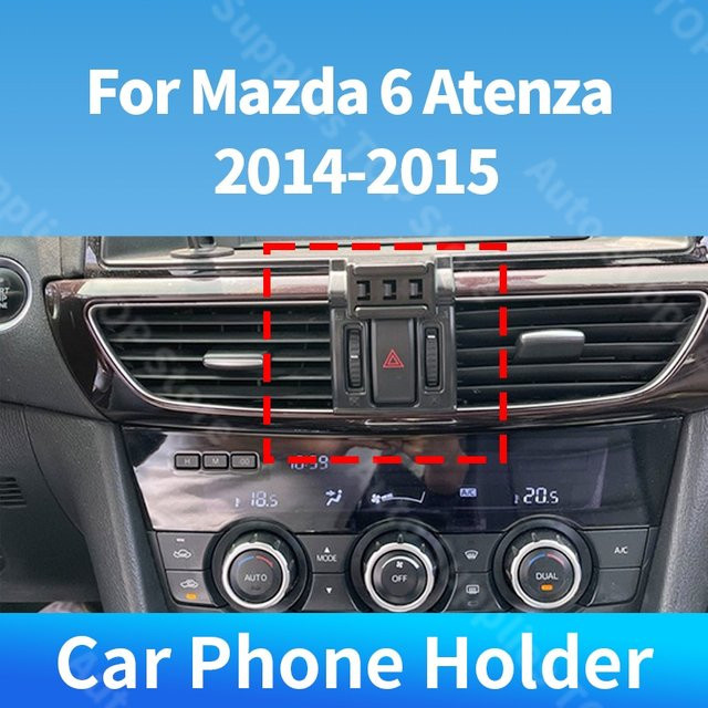 Smartphone Halterung mit kabellosem Ladegerät für Mazda 6 Atenza 2014 2015, Schwerkraft-System, Schwarz - Bild 1