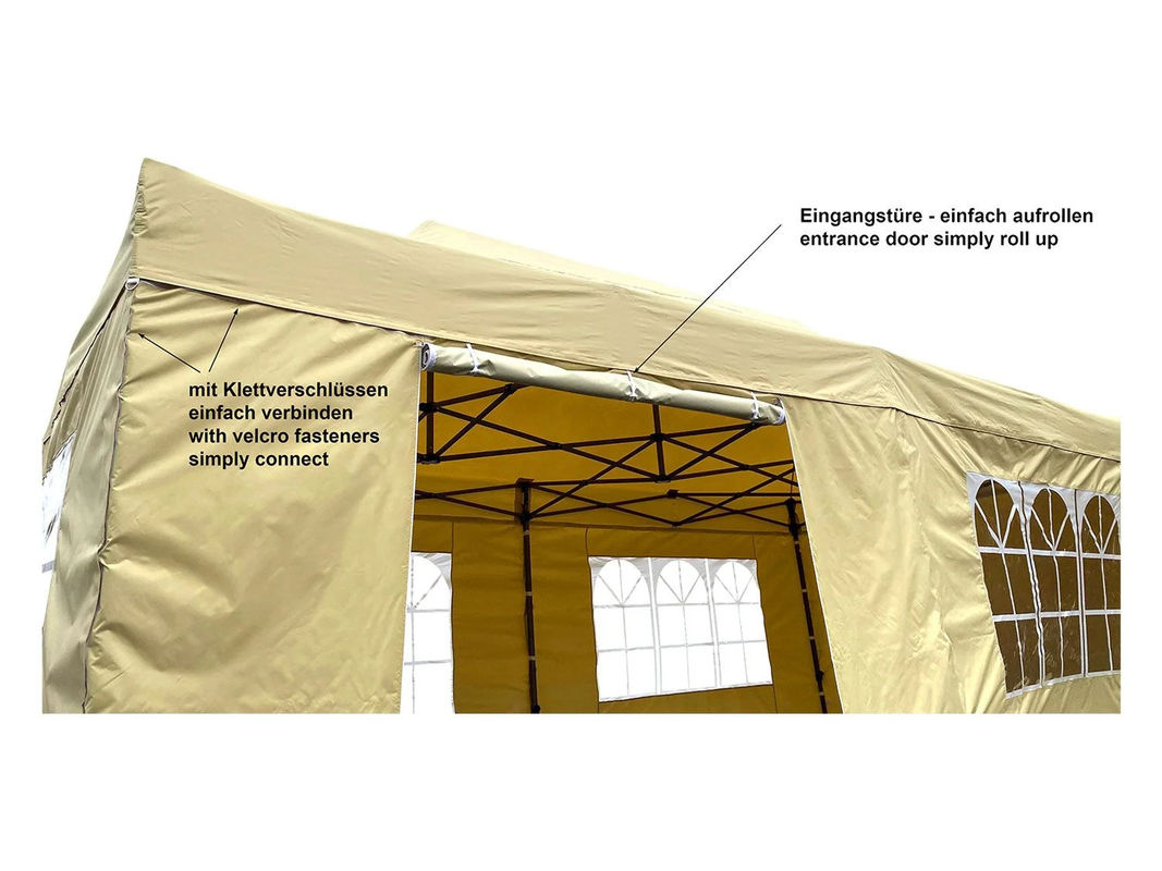 GRASEKAMP Faltpavillon Premium Line Beige mit Seitenteilen, B/T/H: 600 x 300 x 300 cm - Bild 2
