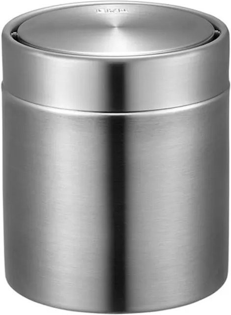 PROREGAL Tischabfallbehälter mit Flachschwingdeckel aus Edelstahl in Silber, Volumen: 1,5 l, H: 13,8 cm, Ø: 12 cm - Bild 1