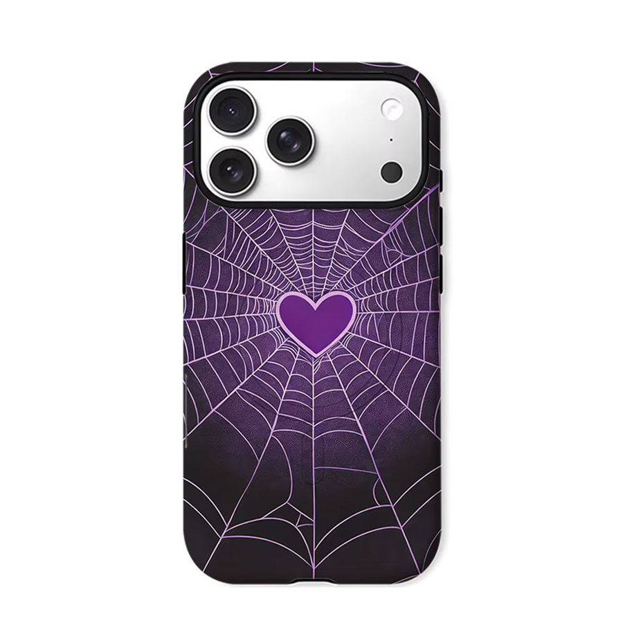 Potdemiel Aurea Case Matte Bumper MagSafe Schutzhülle für iPhone mit Spinnennetz Herz Design in Lila - Bild 7