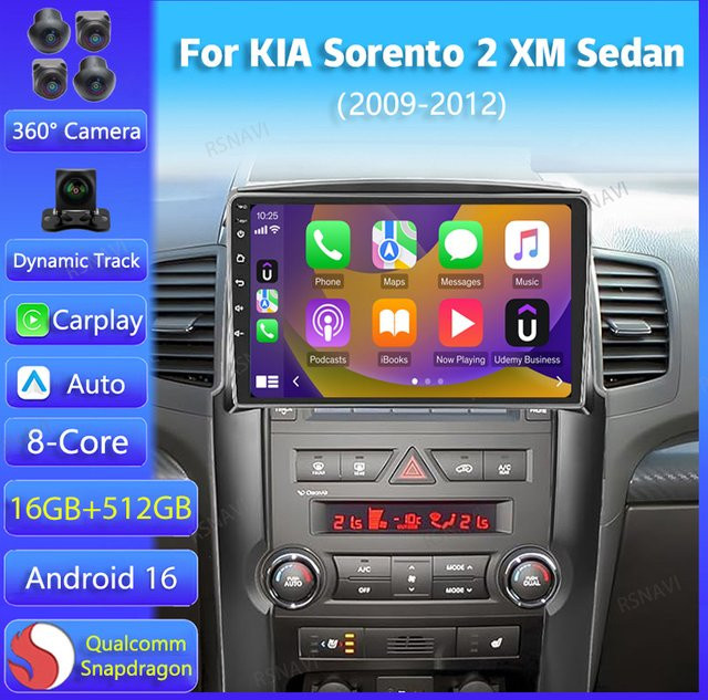 RSNAVI Android 16 Autoradio Multimedia Player mit WIFI und 4G für KIA Sorento 2 XM Limousine, Schwarz - Bild 1