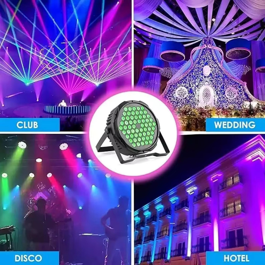 CHEGIT 8er-Pack RGB 3in1 Par-LED Bühnenbeleuchtung mit 60 LEDs, Mehrfarbig, Schwarz, DMX512-Steuerung und Sprachaktivierung für DJ, Party und Konzerte - Bild 4
