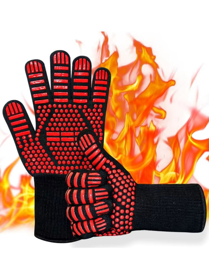 Hitzebeständige Grillhandschuhe von INMAICH in Rot, feuerfeste und rutschfeste Küchenofenhandschuhe zum Kochen, Braten und Backen - Bild 7