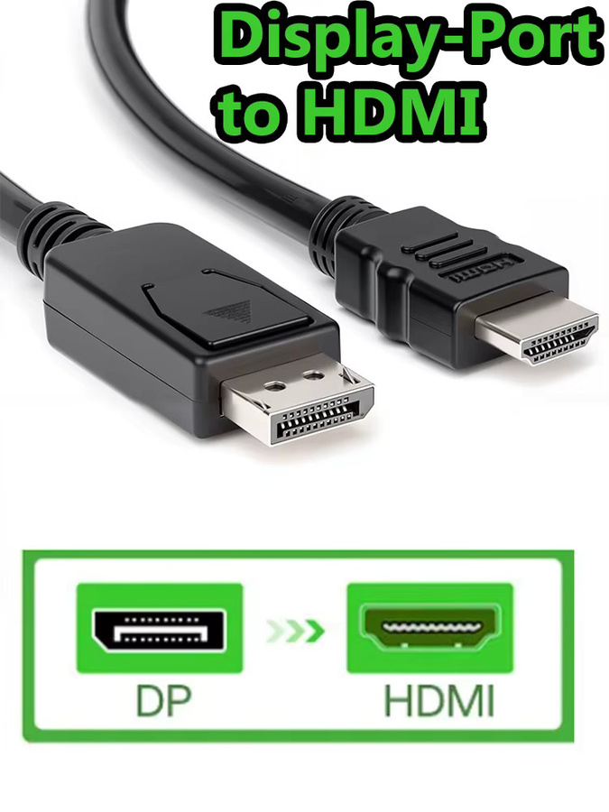 HDmatters DisplayPort-zu-HDMI-Adapterkabel Full HD 1080P Konverter für PC und Monitor in Schwarz oder Weiß - Bild 7