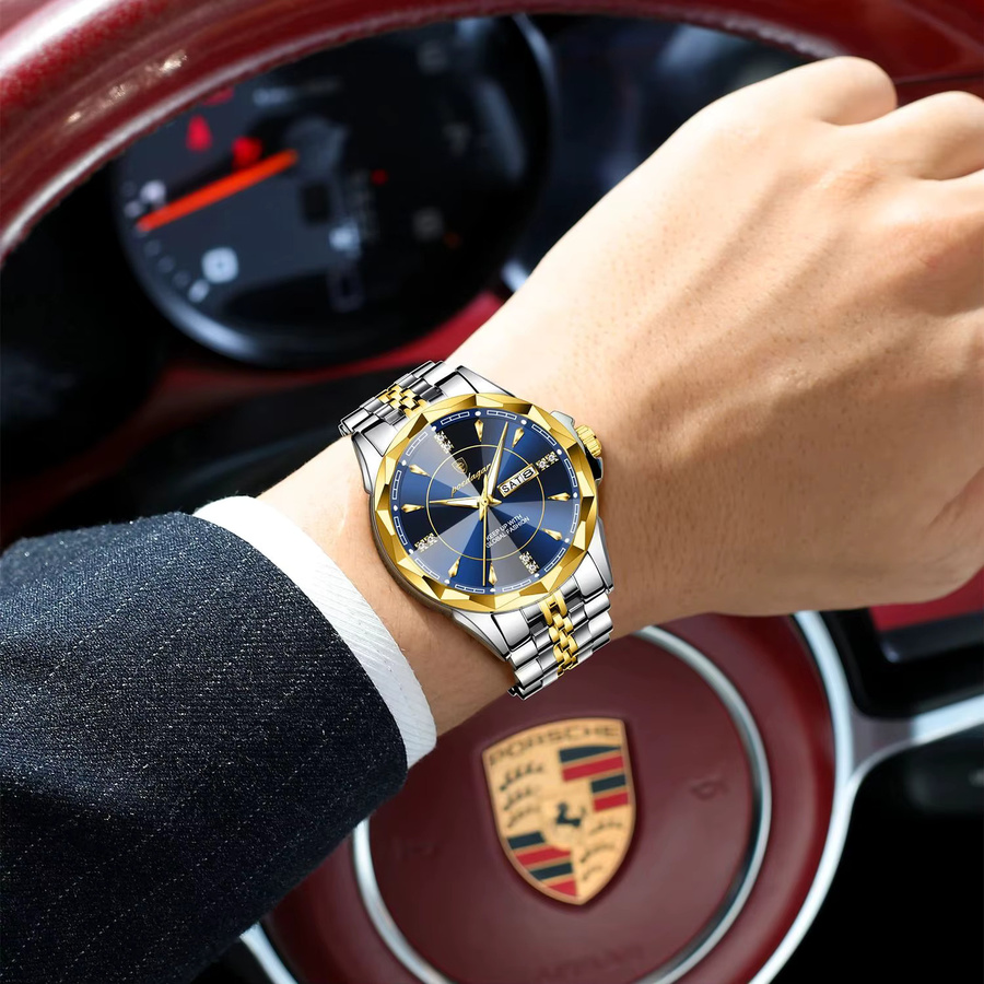 POEDAGAR Armbanduhr, Quarz, Edelstahl, Blau, Herren - Bild 5