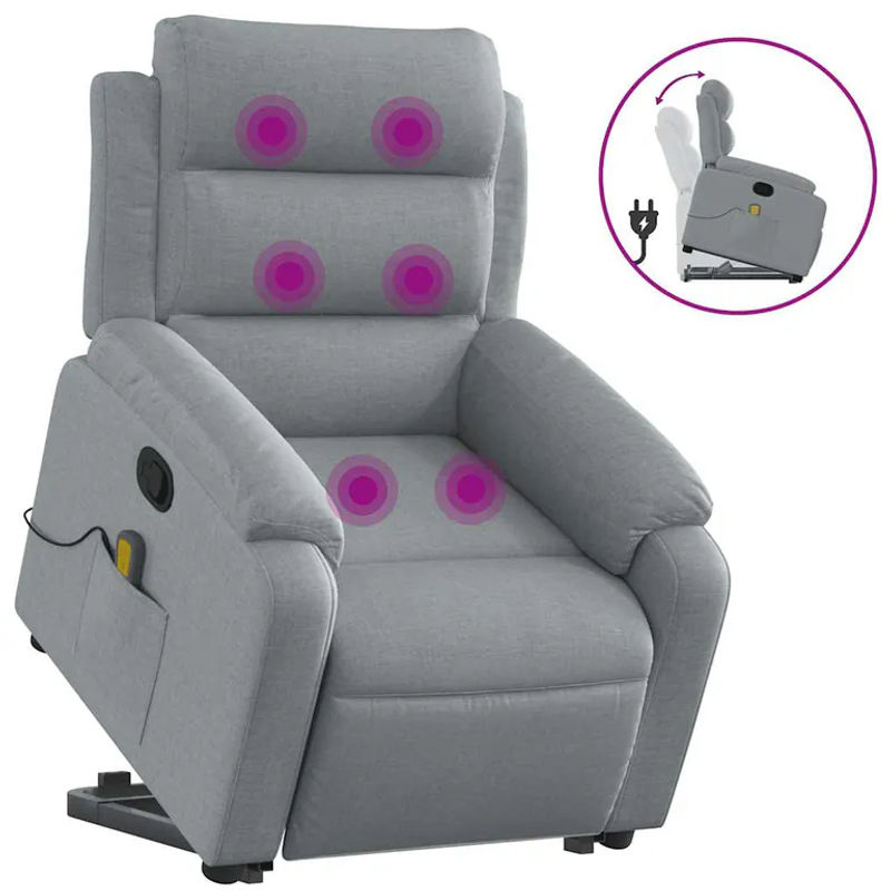 Vidaxl Massagesessel Aufstehhilfe Relaxsessel aus Stoff in Grau - Bild 3