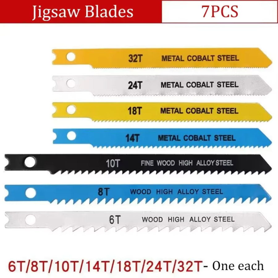 Skeyo U-Schaft Sägeblätter Set mit Aufbewahrungskoffer für Holz und Metall, 7 Stück, Multicolour - Bild 4