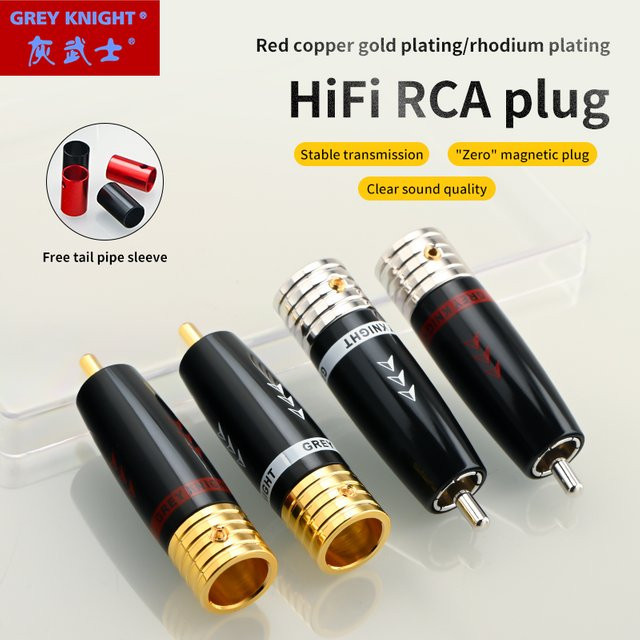 Grey Knight High Fidelity RCA-Audiokabel aus reinem rotem Kupfer in Rot und Gold für Projektoren und Mixer - Bild 1