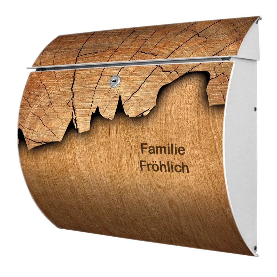 Burg-Wächter Toscana Briefkasten mit Holzmotiv in Weiß und Braun aus Stahl und Edelstahl, B/H/T: 38 x 33 x 11 cm - Bild 1