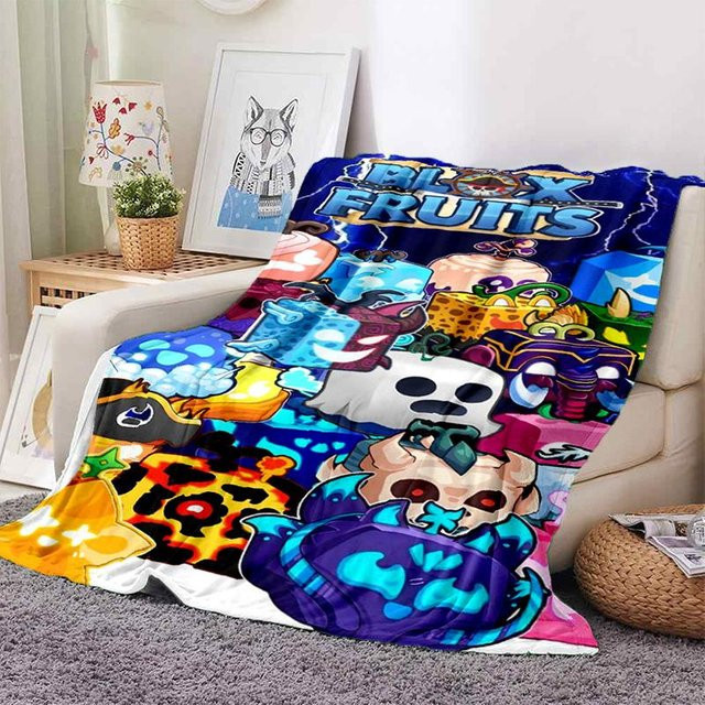 B-Blox Fruit 3D Cartoon Decke aus Flanell, weiche Überwurfdecke für Kinder, Multicolor, B/T: 150 x 100 cm - Bild 1