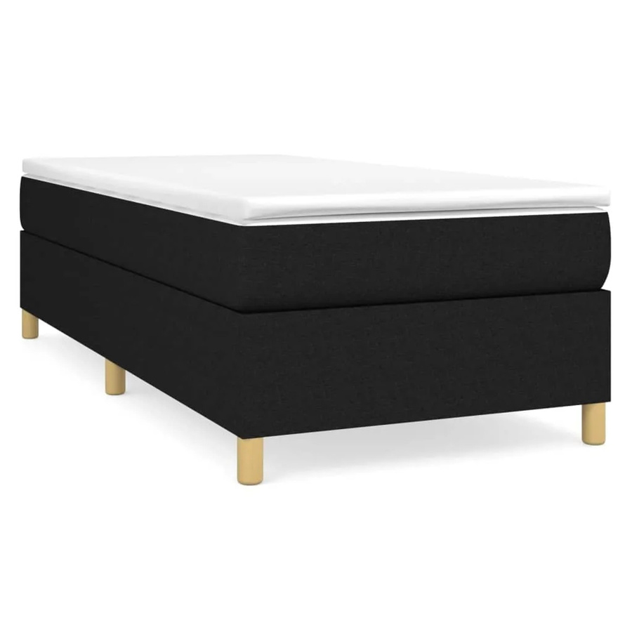 vidaXL Boxspringbett mit Matratze Schwarz B/T/H: 90 x 200 cm, Hybrid-Design mit Taschenfedern und Stoffbezug - Bild 2