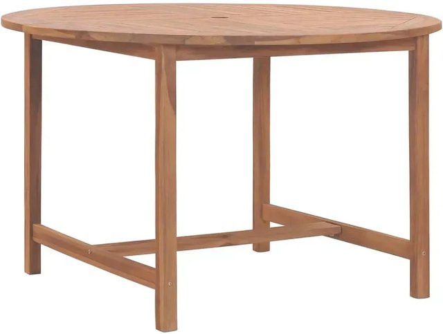 vidaXL Garten-Esstisch aus Teakholz in Braun, runder Esstisch für Terrasse und Garten, Durchmesser: 110 cm, Höhe: 75 cm - Bild 1