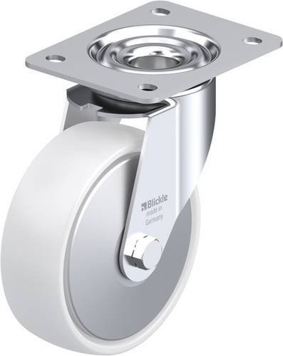 Blickle Lenkrolle LE-PPN 150R-FA aus verzinktem Stahl und Kunststoff, Farbe Weiß, Rad-Durchmesser: 150 mm, Tragfähigkeit: 300 kg - Bild 1
