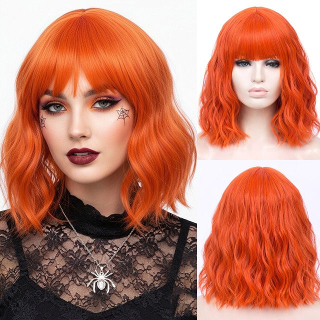 MSIWIGS Bob-Perücke mit Pony, orange, synthetisch, Damen - Bild 1