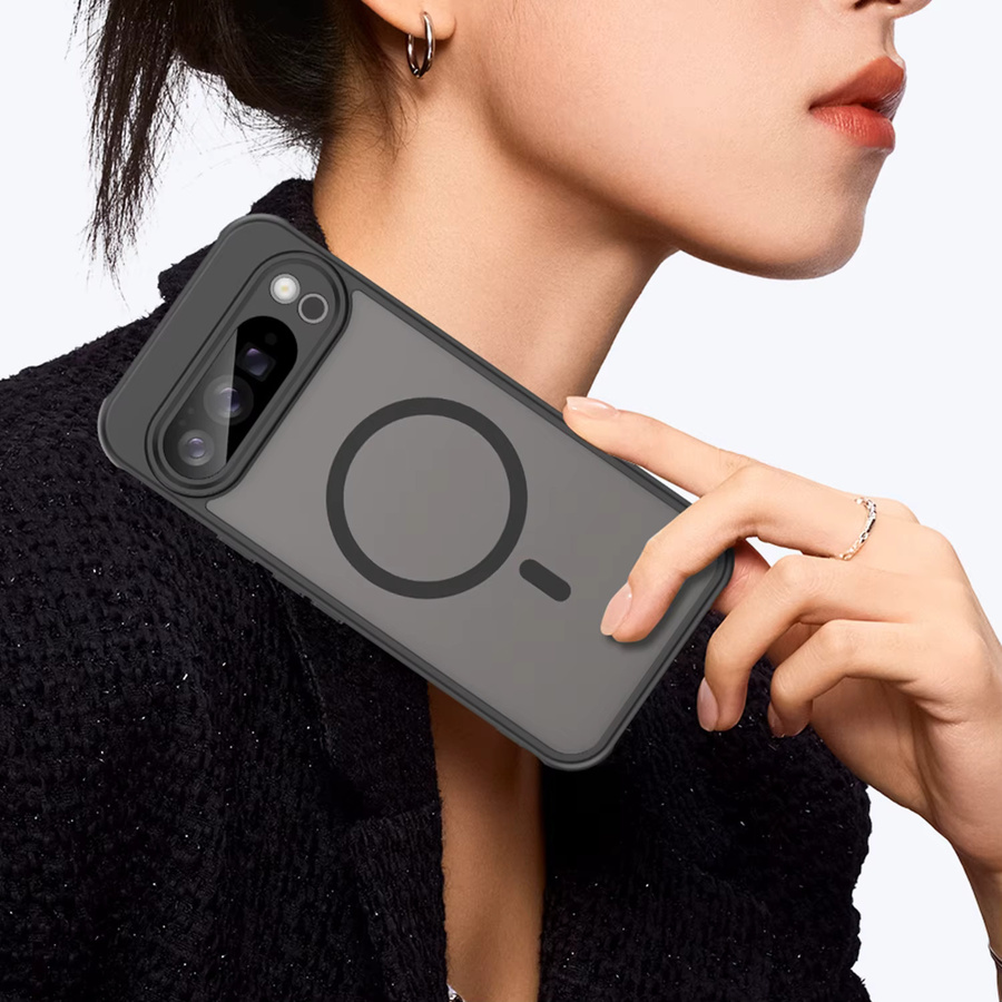 Stoßfeste Magnetische Luxus-Rüstung Hülle für Google Pixel 10 Pro XL, Pixel 9 und Pixel 9 Pro XL mit MagSafe Wireless Kompatibilität in Schwarz oder Pink, Matt Translucent Cover - Bild 3