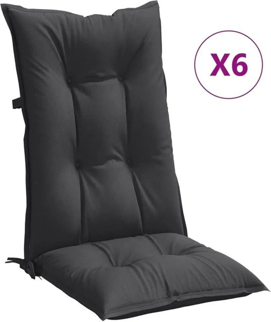 6er Set vidaXL Hochlehner-Auflagen aus Polyester in Anthrazit Melange, B/T/H: 120 x 50 x 7 cm - Bild 1