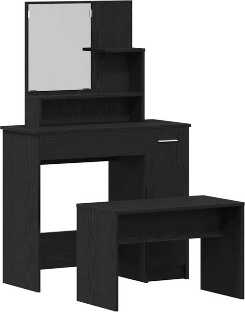 vidaXL Schminktisch Set 2-teilig in Schwarz und Eichen-Optik aus Holzwerkstoff, modern für dein Schlafzimmer - Bild 1