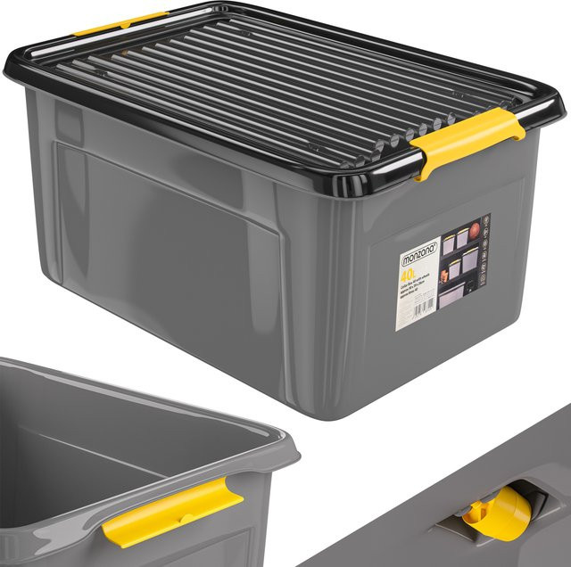 Stapelbare Aufbewahrungsbox von MONZANA in Grau/Anthrazit, B/T/H: 58 x 39 x 25 cm - Bild 1