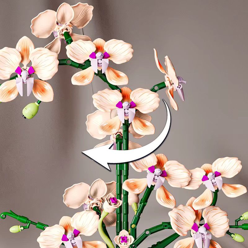 MOQIDODO Bauklötze Set Orchideen Bouquet mit Schmetterling als dekorative Topfpflanze und Spielzeug für Mädchen - Bild 2