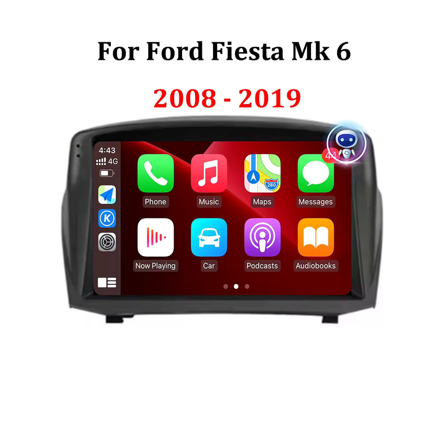 KJ-NAVI Autoradio mit Android 16 und Carplay für Ford Fiesta Mk 6 und Mk 7 (2008 - 2019), Multimedia-Videoplayer mit Touchscreen und GPS, Schwarz - Bild 4