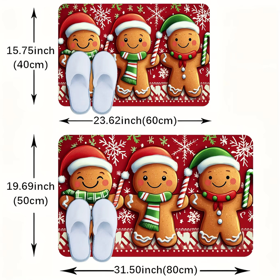 VIKAMA Weihnachts-Fußmatte mit Lebkuchenmann-Muster für Badezimmer, Wohnzimmer und Schlafzimmer - Bild 4