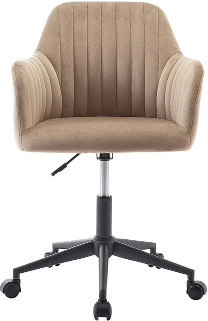 Vente-unique Bürostuhl Eleana ohne Armlehnen in Beige mit Stoffbezug und Rollen - Bild 1