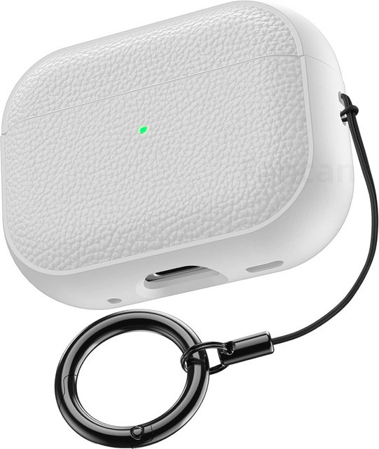 Luxuriöse Ledermuster-Schutzhülle für Apple AirPods Pro 2/3/4 mit Metallschnalle in Weiß und Lila - Bild 1