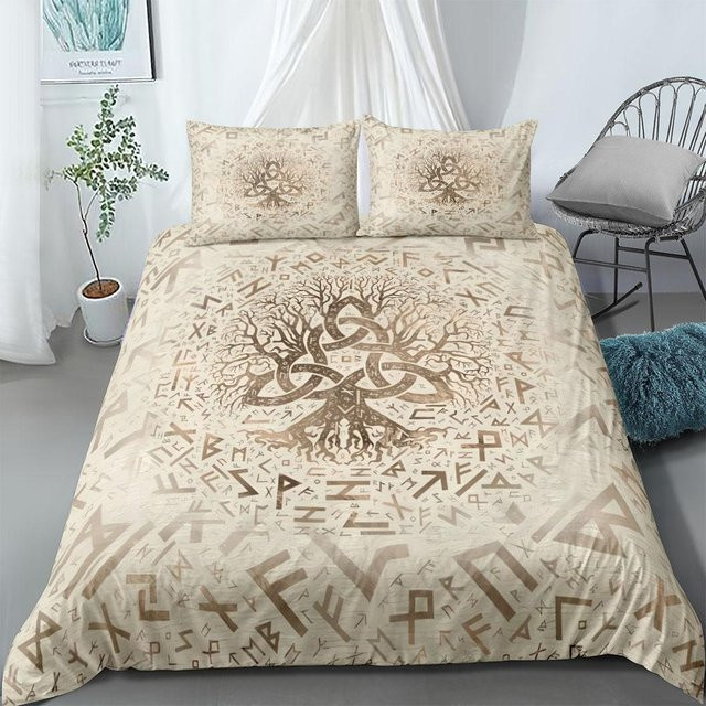 Bettwäsche-Set JMG Household Supplies Keltischer Lebensbaum Yggdrasil in Beige, Material Mikrofaser Polyester, B/H: 140 x 200 cm - Bild 1