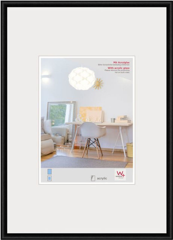 New Lifestyle Bilderrahmen mit Kunstglas und Passepartout in Schwarz, B: 42 cm, H: 59,4 cm - Bild 1