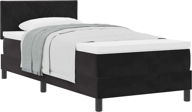 vidaXL Boxspringbett mit Matratze in Schwarz aus Samt, B/T/H: 100 x 200 x 103 cm - Bild 1