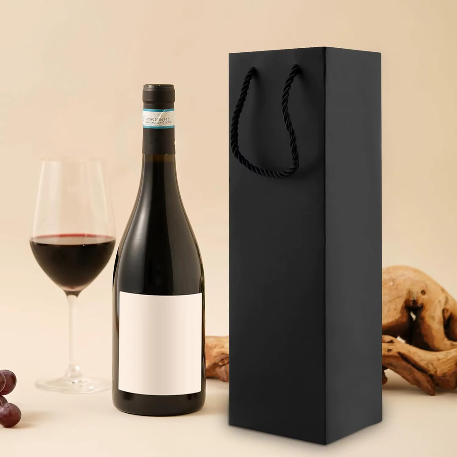 10 Stück Bastelpapiertragetaschen mit Griff für 750 ml Weinflaschen in Schwarz und Grau, funkelnde Flaschentaschen für Champagner und Wein - Bild 5