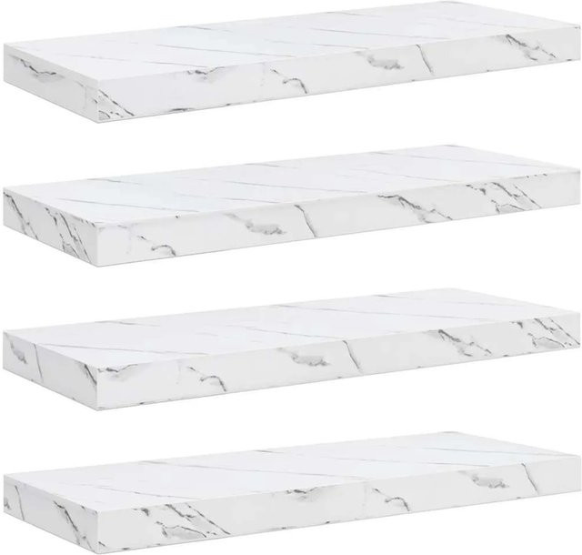 Set aus 4 vidaXL Wandregalen in Weiß Marmor Optik, modern und matt, B/H/T: 50 x 4 x 23 cm - Bild 1