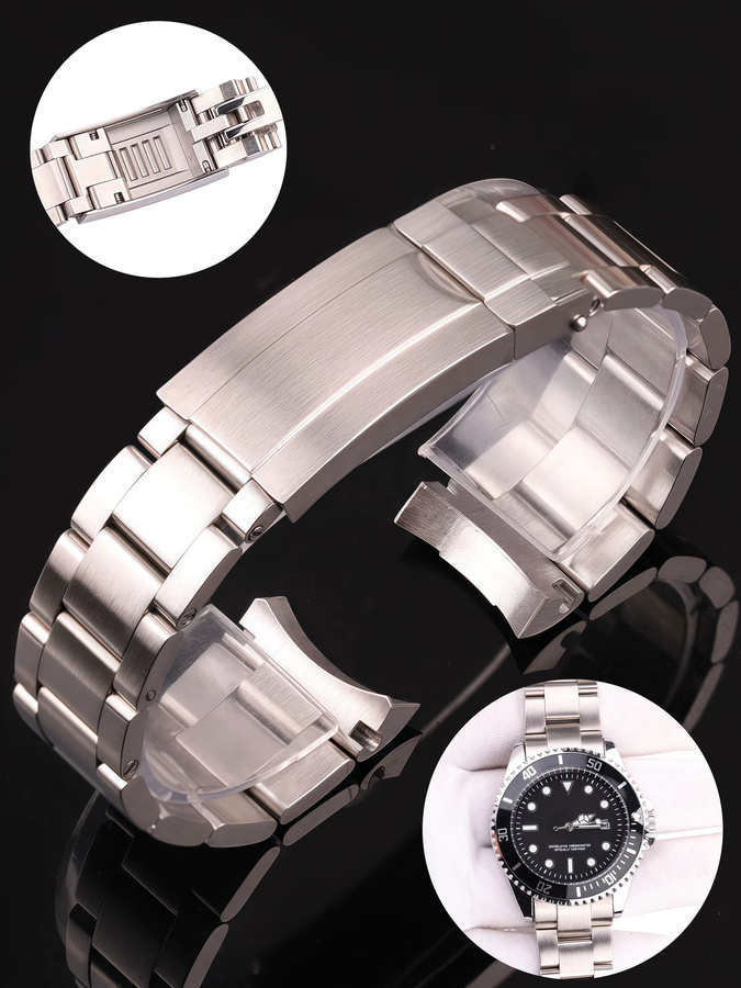 ChronoLink Uhrenarmband Edelstahl, Silber, 20 mm, gebogenes Ende - Bild 3