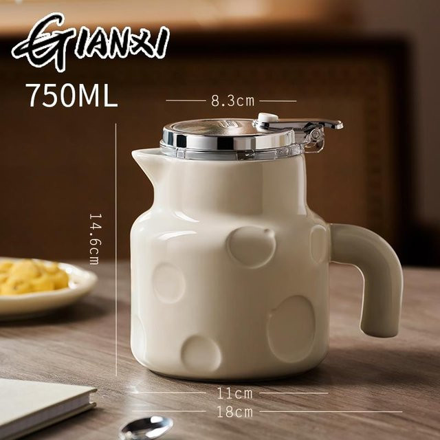 GIANXI Keramik-Teekanne im nordischen Stil mit Tee-Trennfilter, Weiß, 750 ml - Bild 1