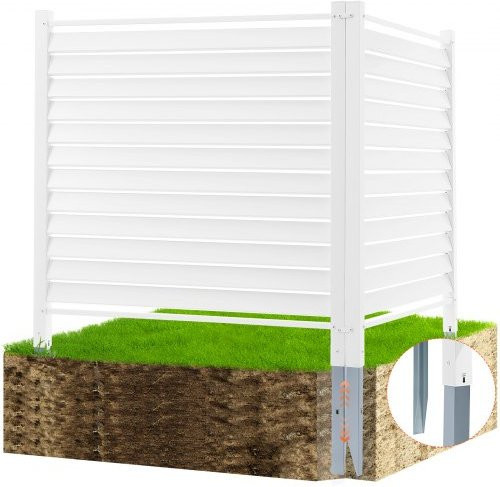 VEVOR Sichtschutzzaun Set aus PVC und verzinktem Metall mit Erdspießen, 2er-Pack Lamellenzaun für Außenbereiche, B/H: 122 x 122 cm - Bild 1