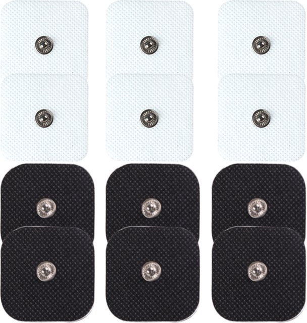 Yinhang Vlies Elektroden Pads für TENS Akupunktur Massagegeräte, Snap On Ersatz, 4 x 4 cm, Schwarz und Weiß - Bild 1