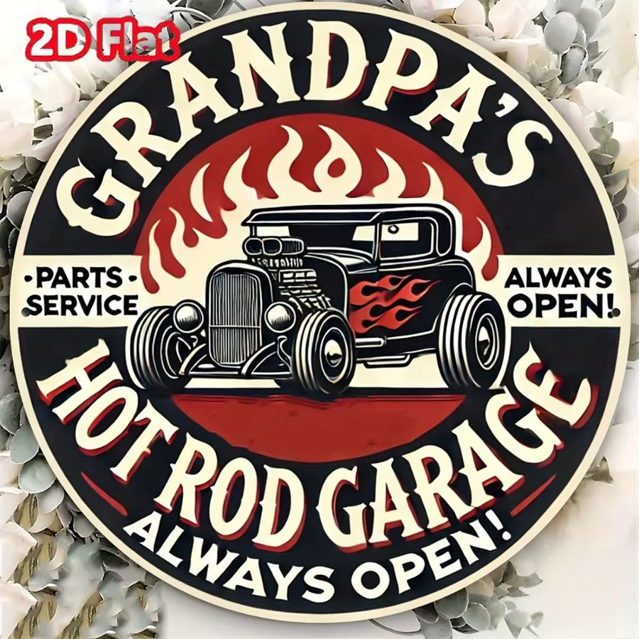 HELLOYOUNG Vintage Metallschild Hot Rod Garage Wandkunst aus Metall für Autoliebhaber - Bild 3