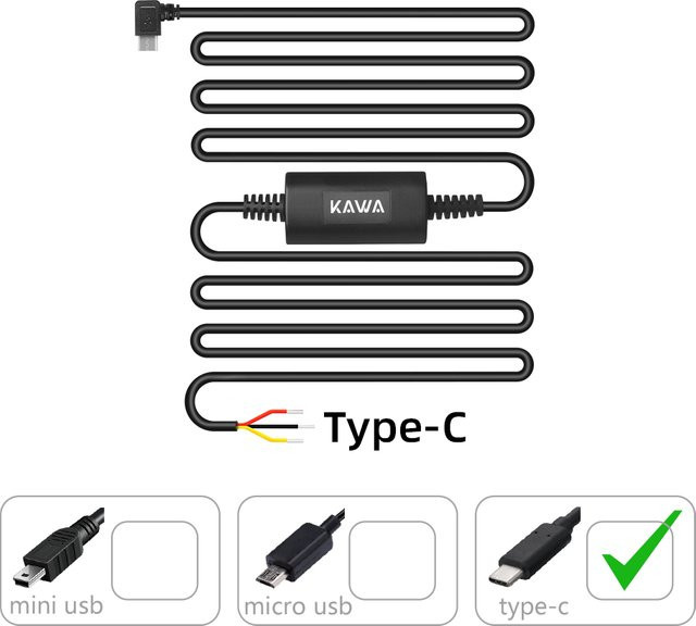 KAWA Hardwire Kit PT01 Typ-C Anschluss 24H Parkkabel in Schwarz für DJI Mini 3, Mini 3 Pro, D7, D9, D11, Mini 7 Pro und Gen2 Modelle - Bild 1