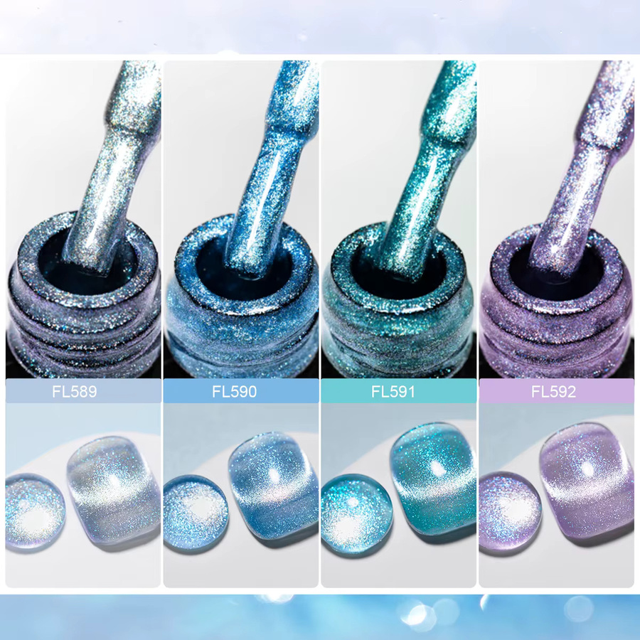 Four Lily 7 ml Glacier Blue Cat magnetischer Nagelgelack, schimmernd - Bild 5