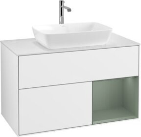 V&B Waschtischunterschrank Finion 100 mit Wandbeleuchtung in Weiß lackiert, B/T/H: 100 x 50,1 x 50,1 cm - Bild 1