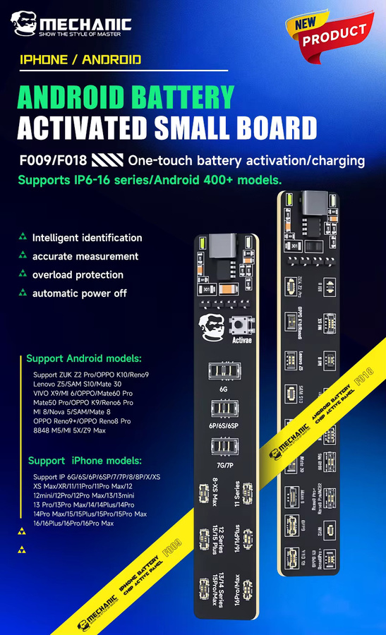 MECHANIC F018 F009 Batterieaktivierungserkennungsplatine zur intelligenten Identifizierung für iPhone 6-16 Pro Max und Android-Telefone, Schwarz - Bild 2