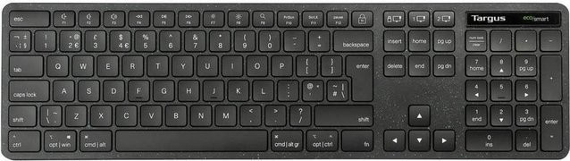 Targus EcoSmart Kabellose Bluetooth Tastatur Full Size Antimicrobial QWERTY Nordisch Schwarz AKB873NO - Bild 1
