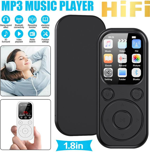 occkic Bluetooth 5.4 MP3-Player Tragbarer Mini Video-Musik-Player mit Bildschirm in Schwarz - Bild 1