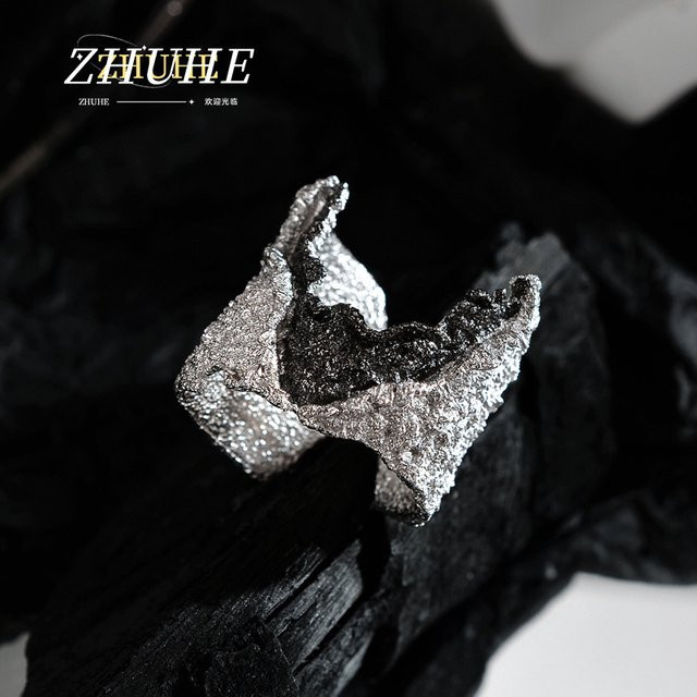 ZHUHE Ringe, Lava, Silber, Unisex - Bild 1