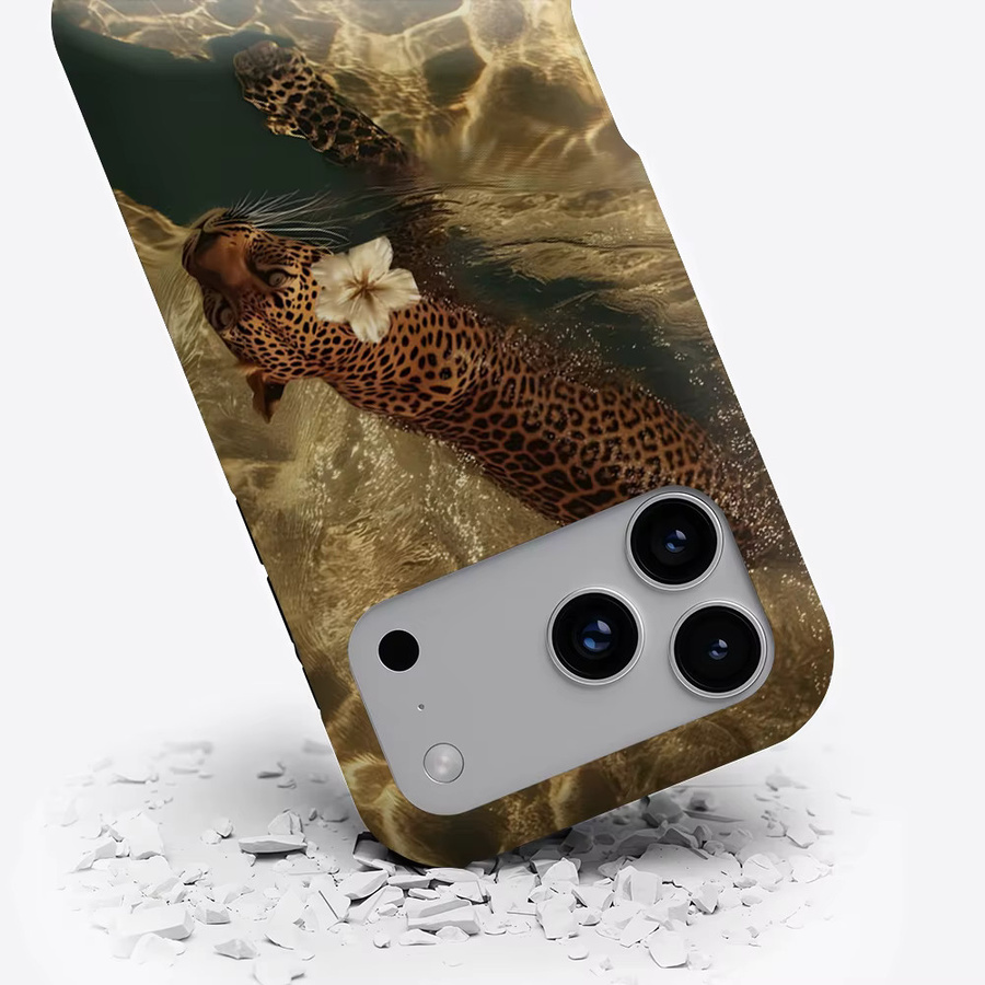 Potdemiel Magnetische Handyhülle mit Leopard im goldenen Wasser für iPhone 17 16 15 14 13 Pro Max Plus, Robuste Einzel- und Doppelschicht-Hülle, Farbe: Gold - Bild 3